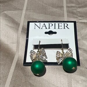 Napier Gold and Green Bow Earrings